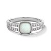 Thumbnail Image 1 of 6.0mm Cushion-Shaped Lab-Created Opal and White Lab-Created Sapphire Split Shank Ring in Sterling Silver