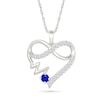 Thumbnail Image 1 of Blue and White Lab-Created Sapphire Infinity Heartbeat Heart Pendant in Sterling Silver