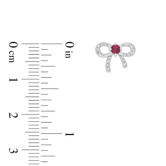 Lab-Created Ruby and 1/10 CT. T.w. Diamond Bow Stud Earrings in Sterling Silver