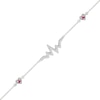 Thumbnail Image 1 of Lab-Created Ruby and White Lab-Created Sapphire Heartbeat with Heart Station Bracelet in Sterling Silver - 7.5"