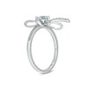 Thumbnail Image 2 of 5.0mm Heart-Shaped Aquamarine and 1/6 CT. T.W. Diamond Bow Ring in Sterling Silver