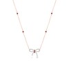 Thumbnail Image 1 of Lab-Created Ruby and 1/10 CT. T.W. Diamond Bow Station Necklace in Sterling Silver with 14K Rose Gold Plate