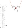 Thumbnail Image 2 of Lab-Created Ruby and 1/10 CT. T.W. Diamond Bow Station Necklace in Sterling Silver with 14K Rose Gold Plate
