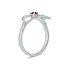 Thumbnail Image 2 of Lab-Created Ruby and 1/10 CT. T.W. Diamond Bow Ring in Sterling Silver