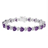 Thumbnail Image 1 of 6.0mm Heart-Shaped Amethyst and White Lab-Created Sapphire Alternating Bracelet in Sterling Silver - 7.25"