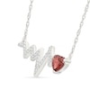 Thumbnail Image 2 of 6.0mm Heart-Shaped Garnet and White Lab-Created Sapphire Heartbeat Necklace in Sterling Silver