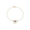 Thumbnail Image 1 of 4.0mm Lab-Created Ruby and 1/10 CT. T.W. Diamond Bow Bracelet in 10K Gold