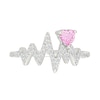 Thumbnail Image 2 of 4.0mm Heart-Shaped Pink and White Lab-Created Sapphire Heartbeat Ring in Sterling Silver