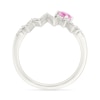 Thumbnail Image 3 of 4.0mm Heart-Shaped Pink and White Lab-Created Sapphire Heartbeat Ring in Sterling Silver