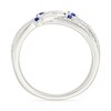Thumbnail Image 3 of Blue and White Lab-Created Sapphire Multi-Row Crossover Heartbeat Ring in Sterling Silver