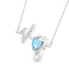 Thumbnail Image 2 of Heart-Shaped Swiss Blue Topaz and White Lab-Created Sapphire Heartbeat with Stethoscope Necklace in Sterling Silver