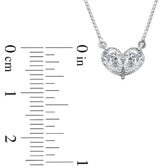 1/2 CT. T.w. Pear-Shaped Certified Lab-Grown Diamond Toi et Moi Heart Necklace in 10K White Gold (F/Si2) - 18.25"