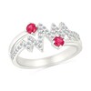 Thumbnail Image 1 of Lab-Created Ruby and White Lab-Created Sapphire Heartbeat Bypass Split Shank Ring in Sterling Silver