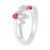 Thumbnail Image 4 of Lab-Created Ruby and White Lab-Created Sapphire Heartbeat Bypass Split Shank Ring in Sterling Silver