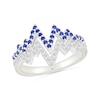 Thumbnail Image 1 of Blue and White Lab-Created Sapphire Double Heartbeat Ring in Sterling Silver
