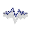 Thumbnail Image 2 of Blue and White Lab-Created Sapphire Double Heartbeat Ring in Sterling Silver