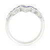 Thumbnail Image 3 of Blue and White Lab-Created Sapphire Double Heartbeat Ring in Sterling Silver