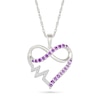 Thumbnail Image 1 of Amethyst and White Lab-Created Sapphire Infinity Heartbeat Heart Pendant in Sterling Silver