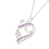 Thumbnail Image 2 of Amethyst and White Lab-Created Sapphire Infinity Heartbeat Heart Pendant in Sterling Silver