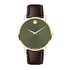 Thumbnail Image 1 of Men's Movado Museum® Classic Two-Tone PVD Brown Leather Strap Watch with Green Dial (Model: 0607893)