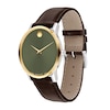 Thumbnail Image 2 of Men's Movado Museum® Classic Two-Tone PVD Brown Leather Strap Watch with Green Dial (Model: 0607893)
