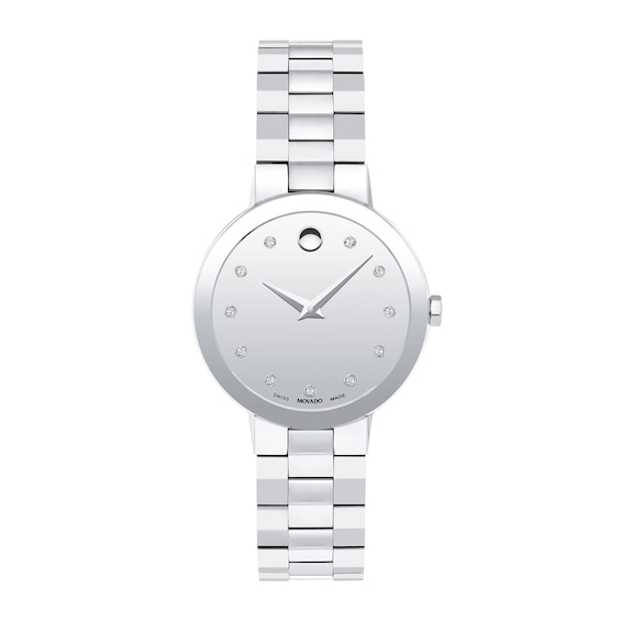 Ladies' Movado Sapphireâ¢ 1/20 CT. T.w. Diamond Watch with Silver-Tone Dial (Model: 0607927)