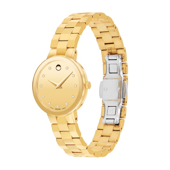 Ladies' Movado Sapphire™ 1/20 CT. T.w. Diamond Gold-Tone PVD Watch with Gold-Tone Dial (Model: 0607928)