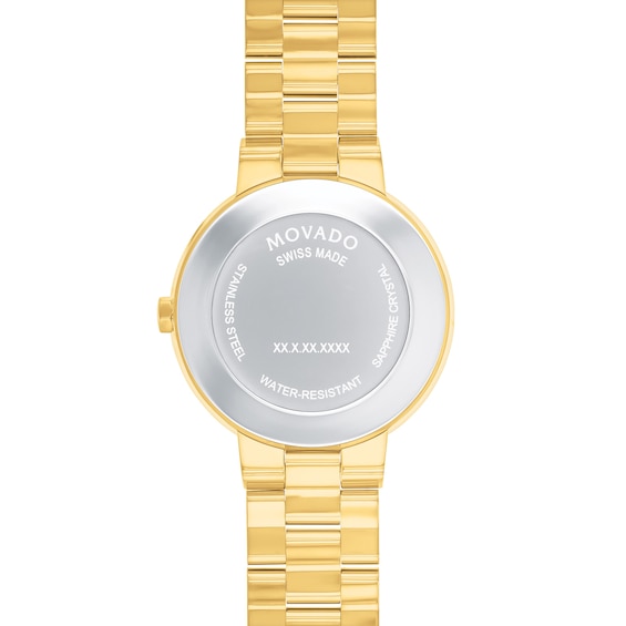 Ladies' Movado Sapphire™ 1/20 CT. T.w. Diamond Gold-Tone PVD Watch with Gold-Tone Dial (Model: 0607928)