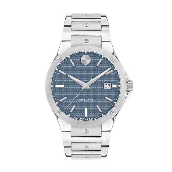 Men's Movado SE Automatic Watch with Textured Blue Dial (Model: 0607930)