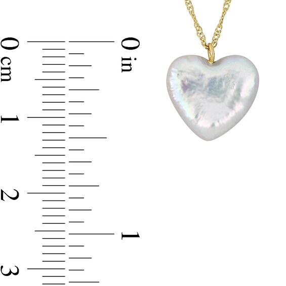 12.0-12.5mm Heart-Shaped Freshwater Cultured Pearl Pendant in 14K Gold - 17"