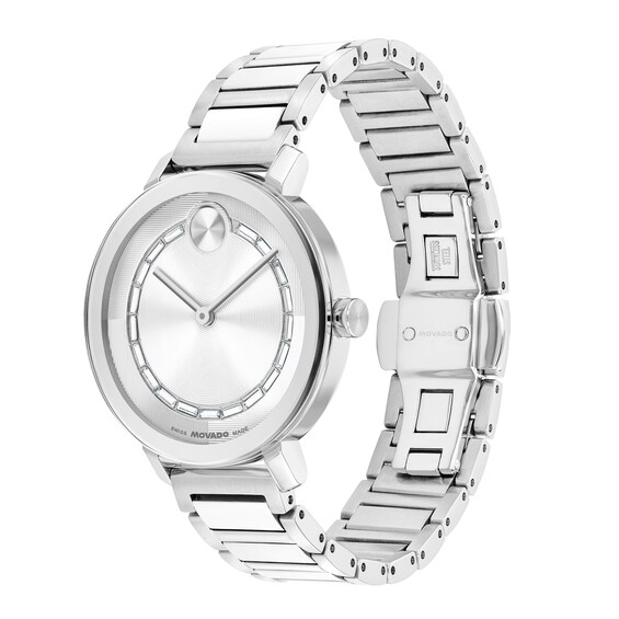 Ladiesâ Movado BoldÂ® Evolution 2.0 Crystal Accent Watch with Textured Silver-Tone Dial (Model: 3601217)