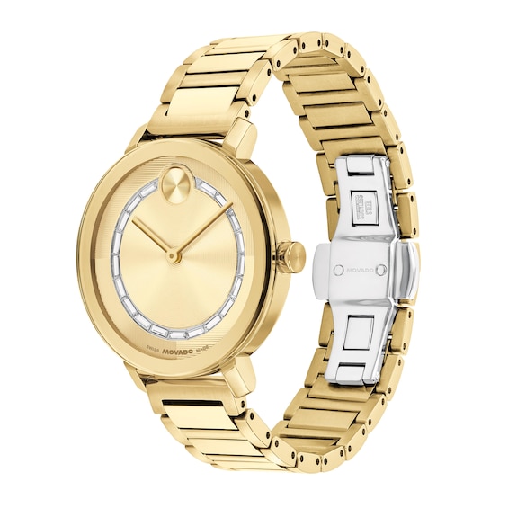 Ladiesâ Movado BoldÂ® Evolution 2.0 Crystal Accent Gold-Tone IP Watch with Gold-Tone Dial (Model: 3601218)