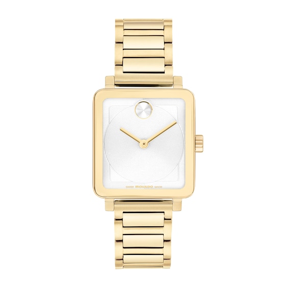 Ladiesâ Movado BoldÂ® Evolution 2.0 Gold-Tone IP Watch with Square White Dial (Model: 3601165)