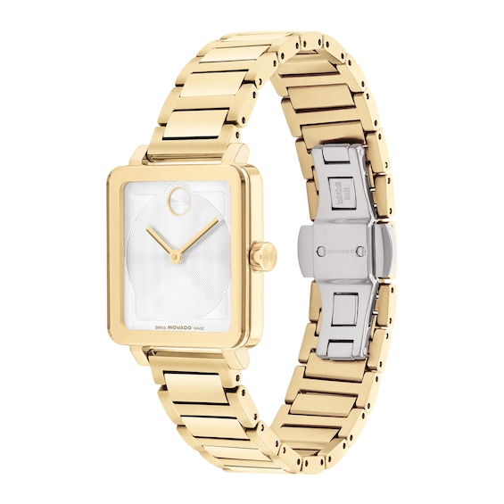 Ladiesâ Movado BoldÂ® Evolution 2.0 Gold-Tone IP Watch with Square White Dial (Model: 3601165)