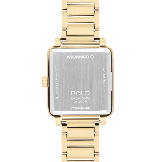 Ladiesâ Movado BoldÂ® Evolution 2.0 Gold-Tone IP Watch with Square White Dial (Model: 3601165)