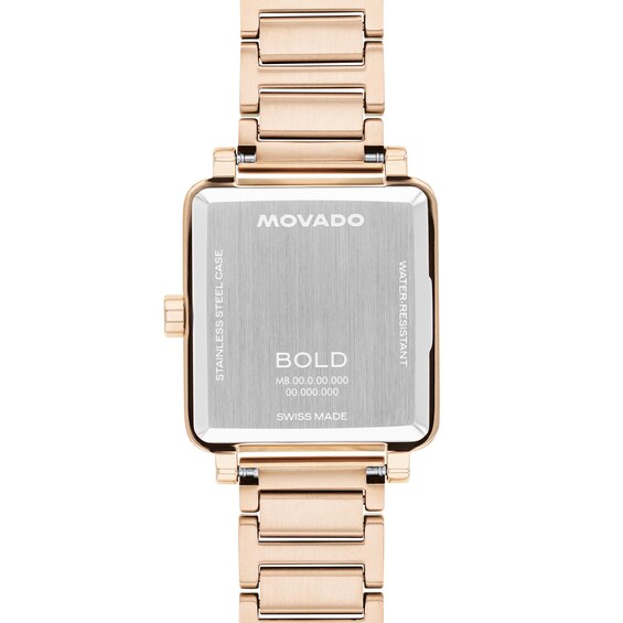 Ladiesâ Movado BoldÂ® Evolution 2.0 Rose-Tone IP Watch with Square Dial (Model: 3601163)