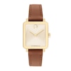 Thumbnail Image 1 of Ladies’ Movado Bold® Evolution 2.0 Gold-Tone IP Brown Leather Strap Watch with Square Champagne Dial (Model: 3601210)