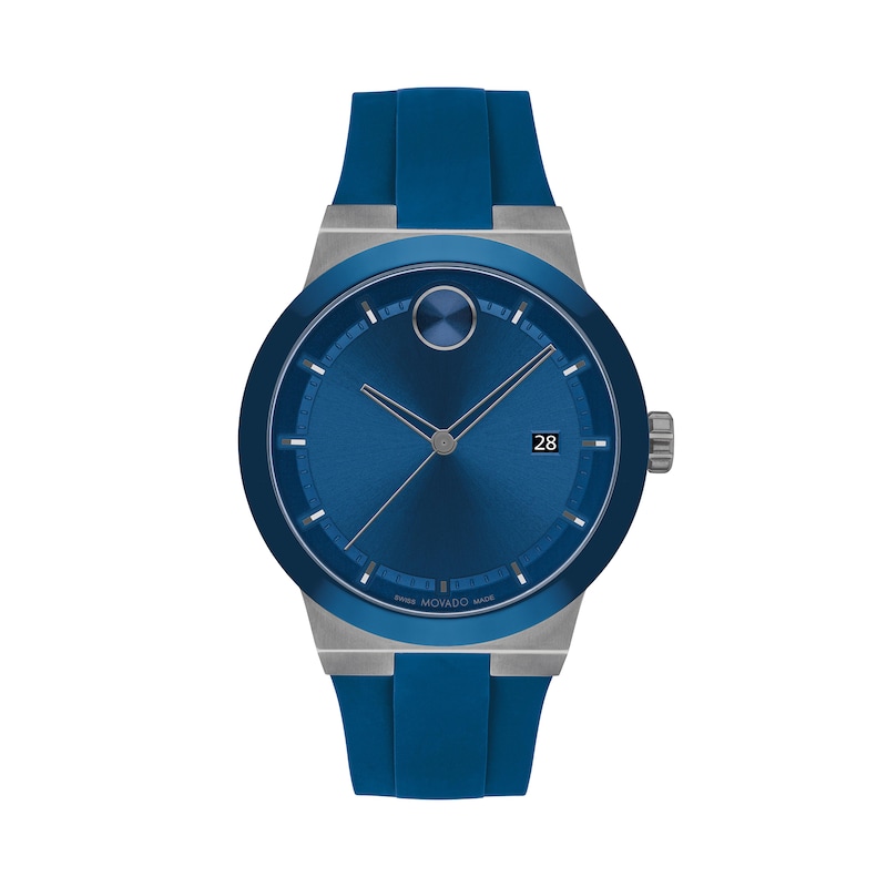 Main Image 1 of Men’s Movado Bold® Fusion Blue and Grey IP Silicone Strap Watch with Blue Dial (Model: 3601192)