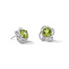 Thumbnail Image 1 of 6.0mm Peridot and White Lab-Created Sapphire Swirl Knot Stud Earrings in Sterling Silver