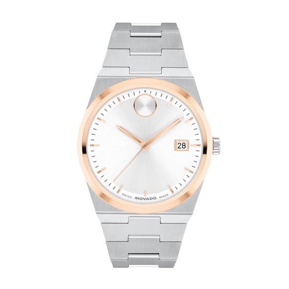 Menâs Movado Bold® Quest Two-Tone IP Watch with White Dial (Model: 3600972)
