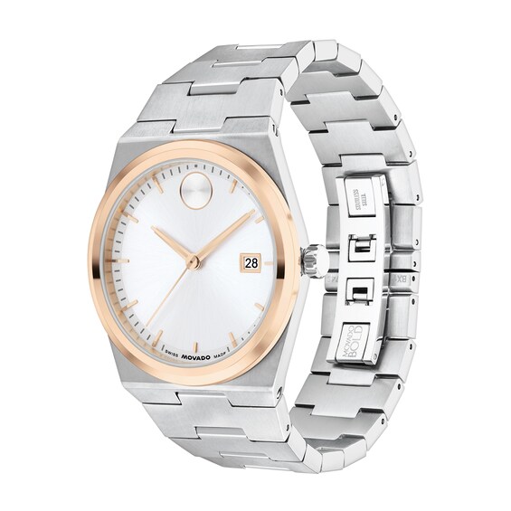 Menâs Movado BoldÂ® Quest Two-Tone IP Watch with White Dial (Model: 3600972)