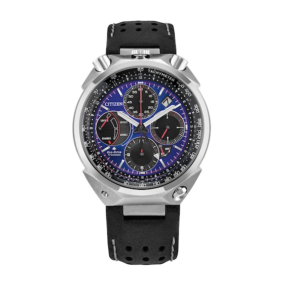 Menâs Citizen Eco-Drive® Promaster Land Tsuno Chrono Super Titanium⢠Strap Watch with Blue Dial (Model: Av0088-01L)