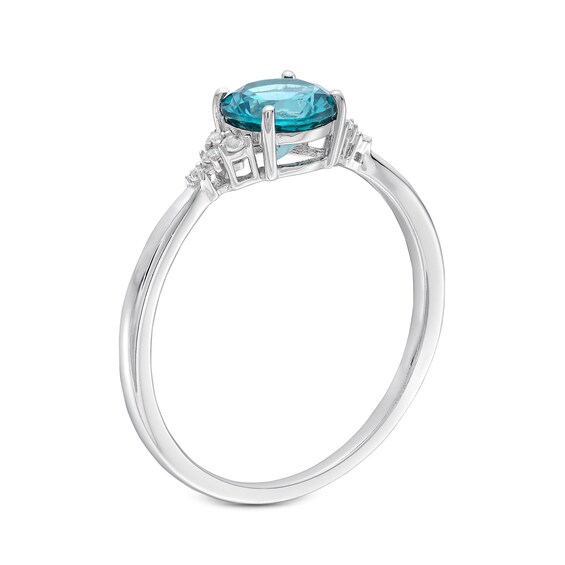 London Blue Topaz and White Lab-Created Sapphire Pendant, Ring, and Earrings Set in Sterling Silver - Size 7
