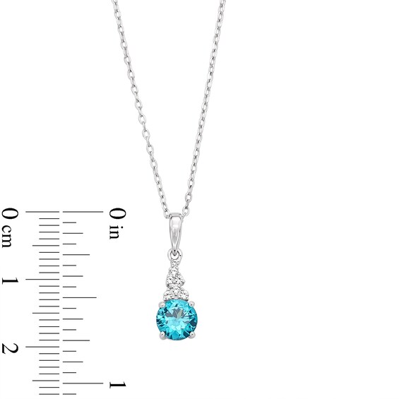 London Blue Topaz and White Lab-Created Sapphire Pendant, Ring, and Earrings Set in Sterling Silver - Size 7