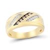 Thumbnail Image 1 of 1/4 CT. T.W. Champagne and White Diamond Triple Row Slant Ring in 10K Gold