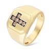 Thumbnail Image 1 of 1/3 CT. T.W. Champagne Diamond Cross Octagon Signet Ring in 10K Gold