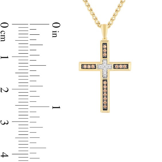 1/3 CT. T.w. Champagne Diamond Cross Pendant in 10K Gold - 22â