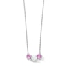 Thumbnail Image 1 of 6.0mm Lab-Created Opal and Pink Lab-Created Sapphire Three Stone Necklace in Sterling Silver