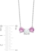Thumbnail Image 3 of 6.0mm Lab-Created Opal and Pink Lab-Created Sapphire Three Stone Necklace in Sterling Silver
