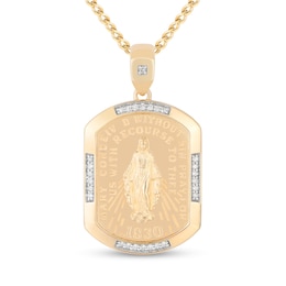 1/8 CT. T.W. Diamond Virgin Mary Dog Tag Pendant in 10K Gold - 22”